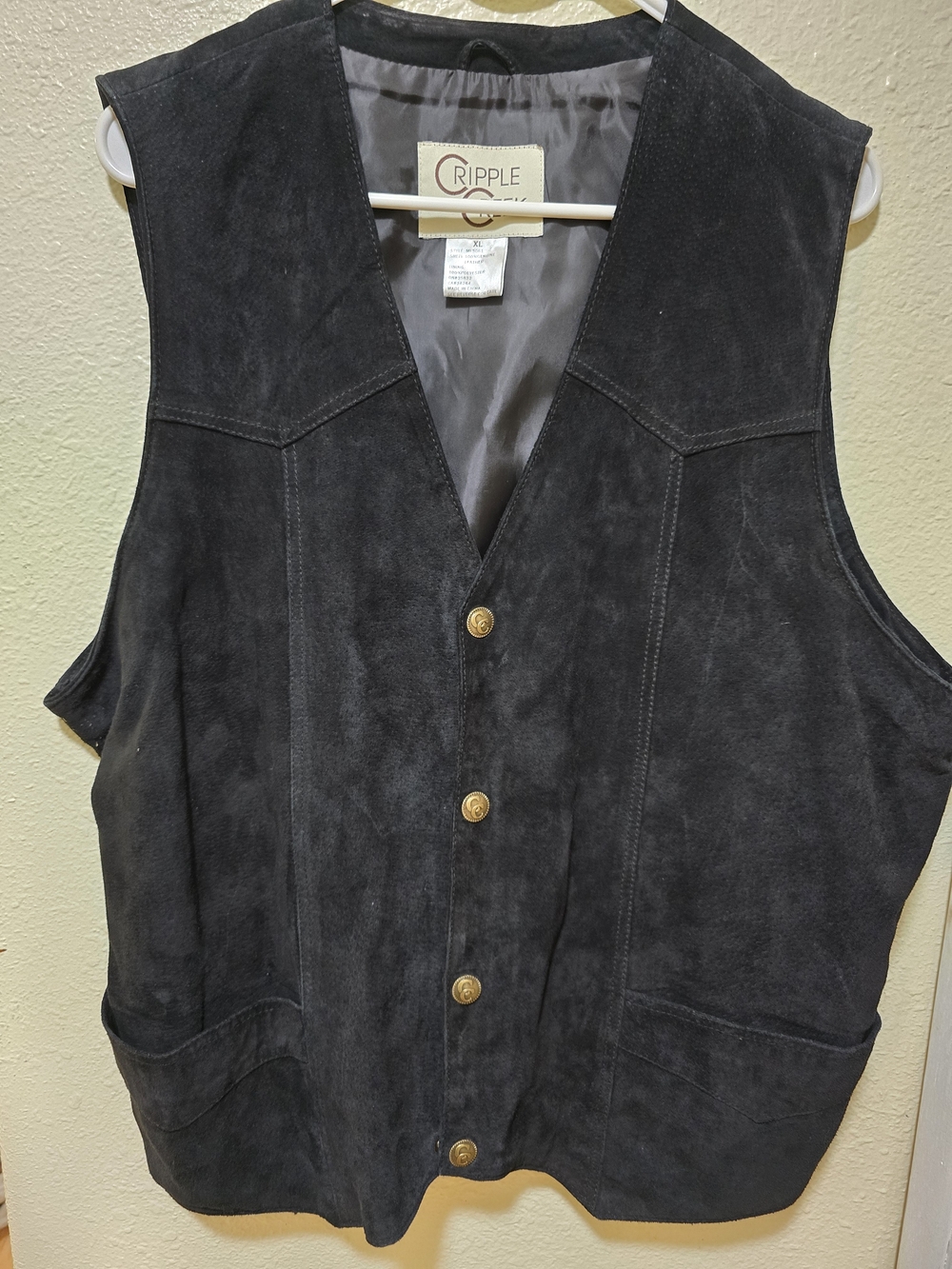 Classic Black Suede Women's Button Vest